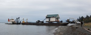 house arrives by barge