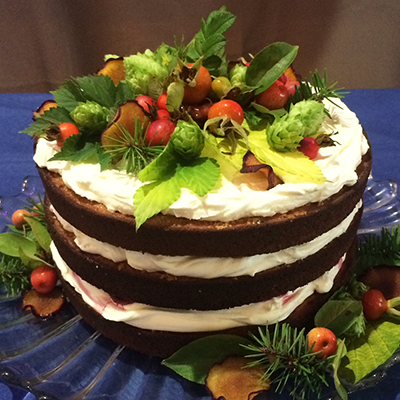 Crystal Mossman: Almond Cake with Chevre and Whipped Cream Frosting and Seasonal Fruit